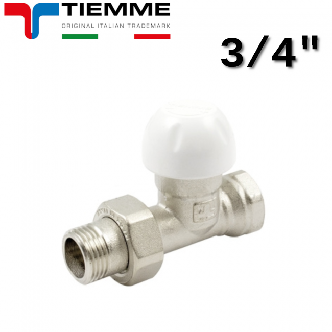 Vanne thermostatique droite 3/4'' avec raccord en fer, hotte de chantier TIEMME série 3307