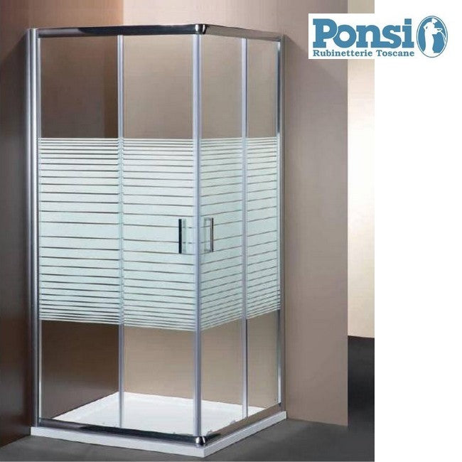 Cabine de douche rectangulaire à 2 portes coulissantes - verre sérigraphié 6 mm - profilé chromé - extensible 68-70 x 88-90 cm - PONSI