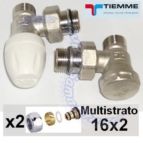 Valve carrée TIEMME 1/2'' et support avec adaptateurs pour multicouche D.16