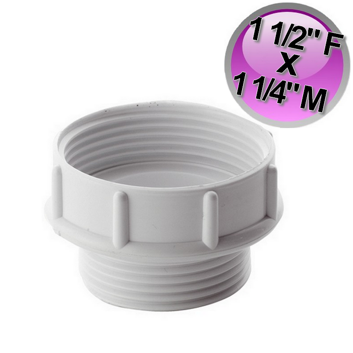 Réducteur en plastique 1'' 1/2 femelle x 1'' 1/4 mâle - pour siphon