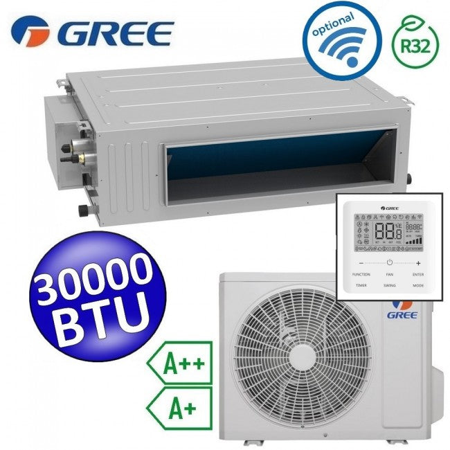 Climatiseur monobloc Gree R32 30 000 BTU haute performance A++ A+, commande U-MATCH 6 incluse - Wi-Fi intégré