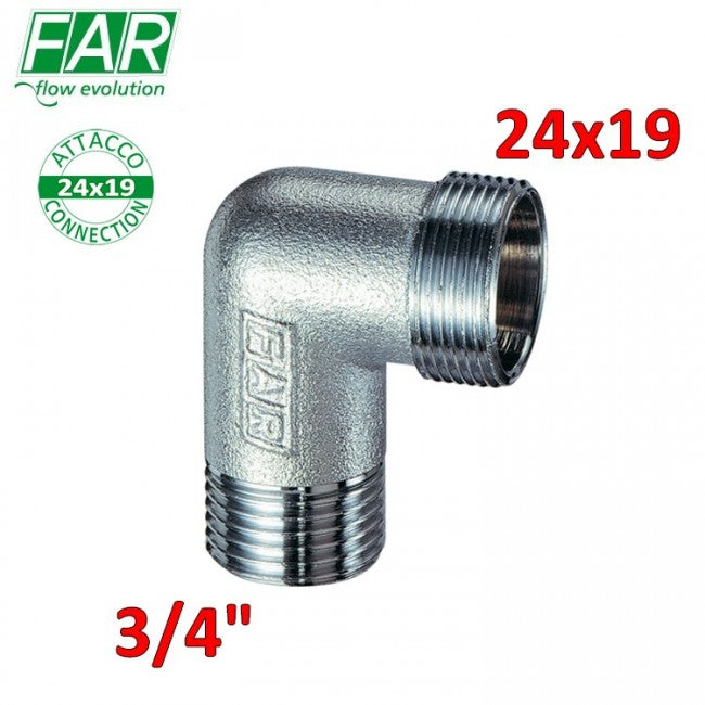 5260 - Coude mâle chromé mat 3/4'' x 24x19 - FAR