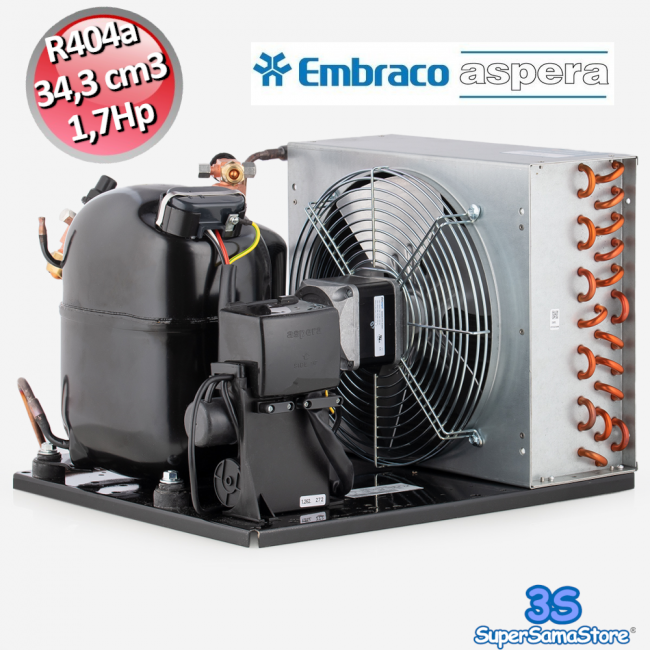 Groupe de condensation à soupape Embraco Aspera UNJ2212GK fonctionnant au gaz R404A MHBP