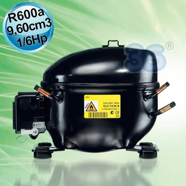 R600a LBP Gas Compressor 1/6 Hp 9.60 cm3 Secop ACC Cubigel Electrolux HMK95AA