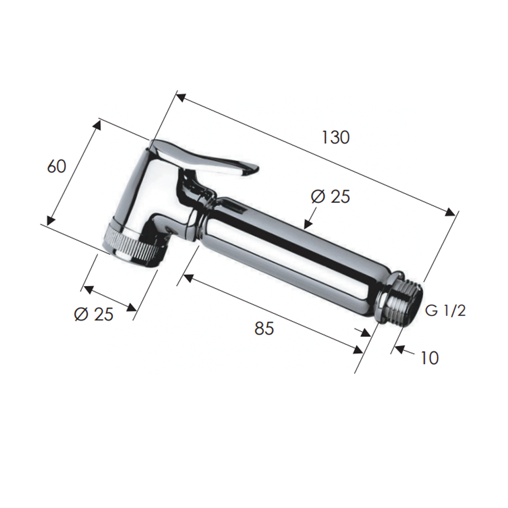 Minimal round button hand shower for chrome-plated brass hydrobrush