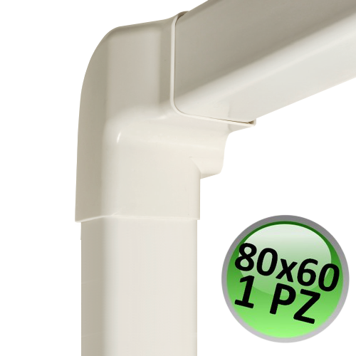 Raccord d'angle vertical gauche pour conduit 80x60 mm - 1 pièce
