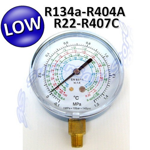 Manomètre basse pression pour gaz R404A, R134a, R407C et R22