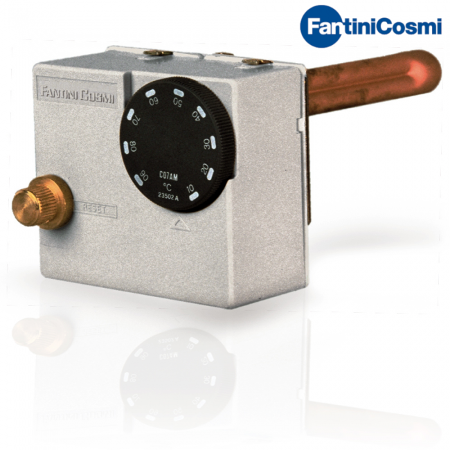 C07A3M - Positive safety and lockout dual regulating thermostat for boilers and heating systems