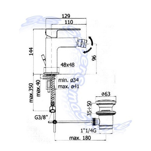 Mitigeur de bidet ELLE Paffoni EL135 avec bonde de 1 1/4 po