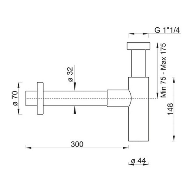 Siphon minimaliste rond en forme de bouteille pour éviers de 3,8 cm (1,5 po) - PONSI