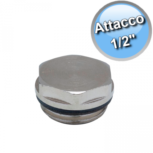 Bouchon chromé mâle 1/2'' avec joint en silicone - radiateur sèche-serviettes