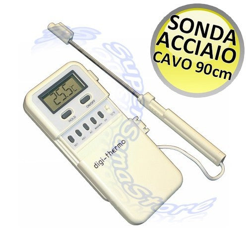 Thermomètre numérique avec sonde - câble de 9 cm - couleur blanche
