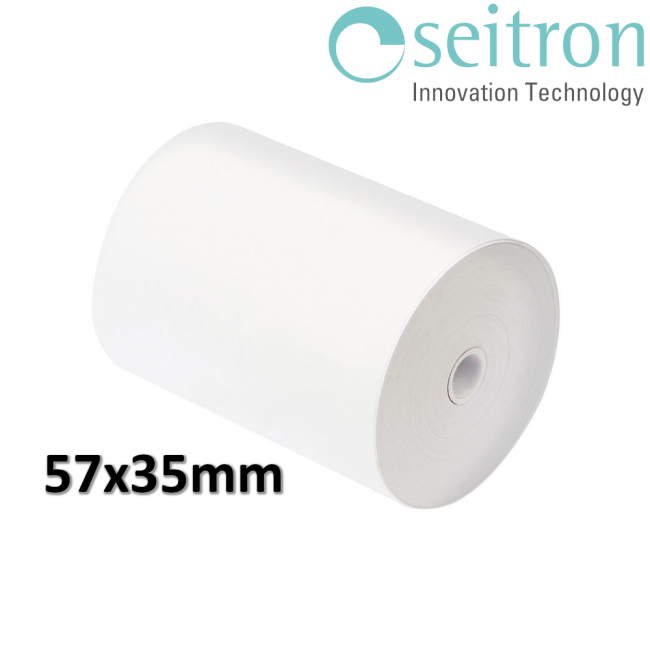 Rouleau de papier thermique longue durée pour imprimante analyseur, 57 x 35 mm - SEITRON
