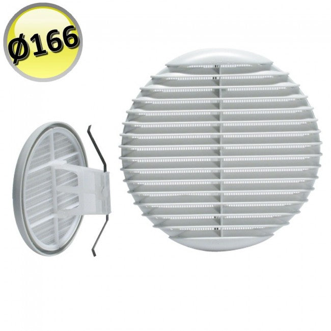 Grille de ventilation Ø 166 mm en plastique avec maille et ressorts