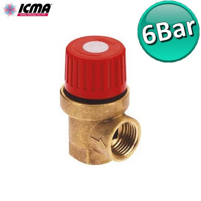 Soupape de sécurité ICMA femelle 1/2'' pression 6 BAR chauffage sanitaire