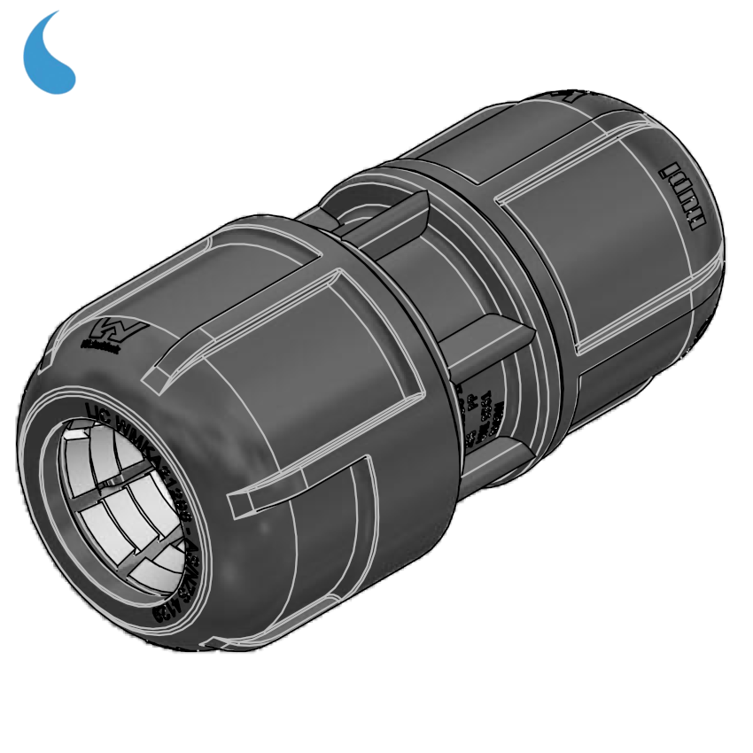 Réduction du manchon Ø 50 - 40 mm compression - serrage en polypropylène