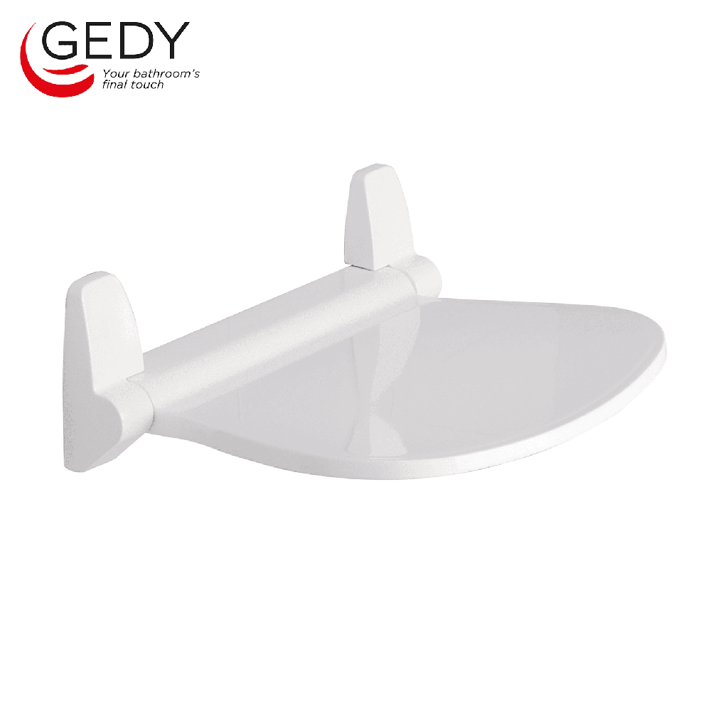 GEDY Sound - Siège de douche pliable, blanc et chromé, capacité de 120 kg