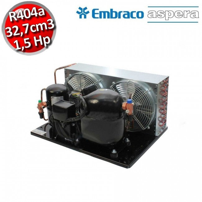 Groupe de condensation à double vanne de ventilateur Embraco Aspera UNJ9238GK avec gaz R404A MHBP