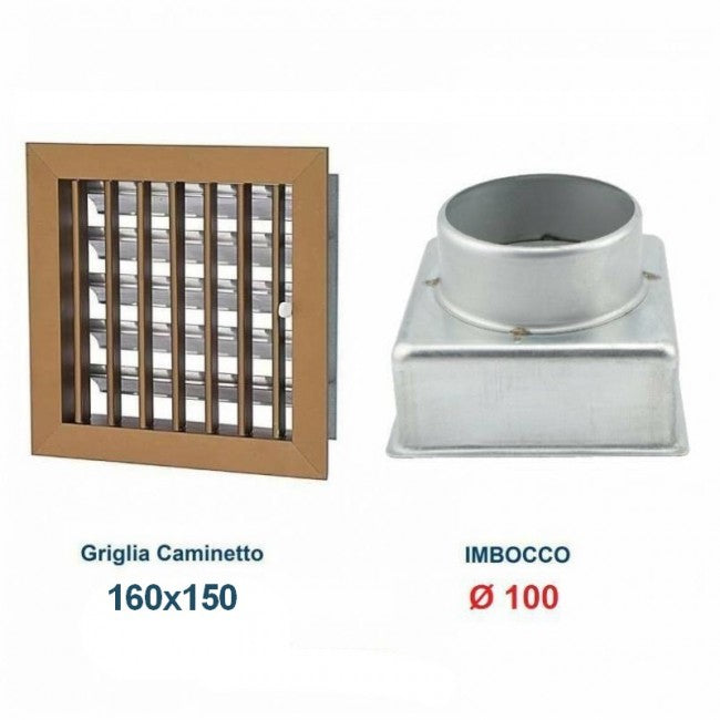 Ventilation Grille 16x15cm BRONZE 100mm Diameter with Chimney Adapter