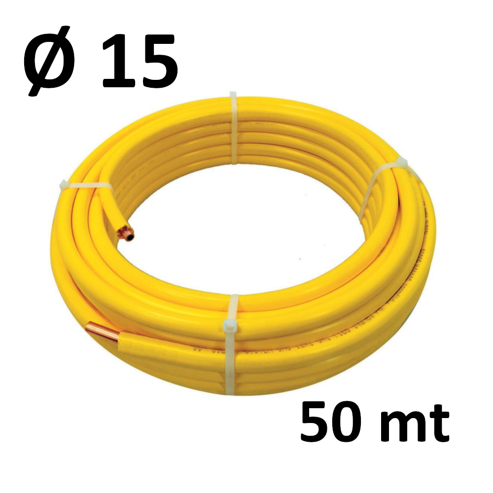 COIL 50 MT - copper Ø 15 x 1 mm - covered with STAR-MET yellow stellar PE - underground gas systems (UNI CIG 7129)