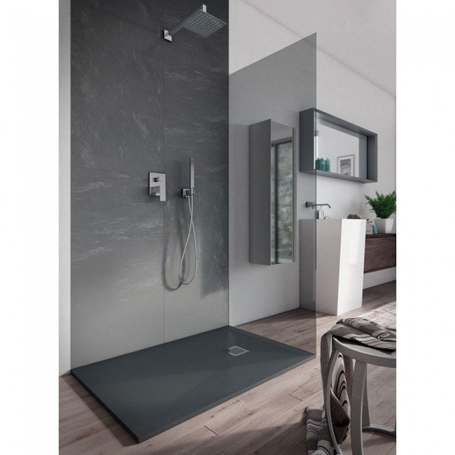 Receveur de douche 80x120 en résine et gelcoat effet pierre - Couleur Cemento