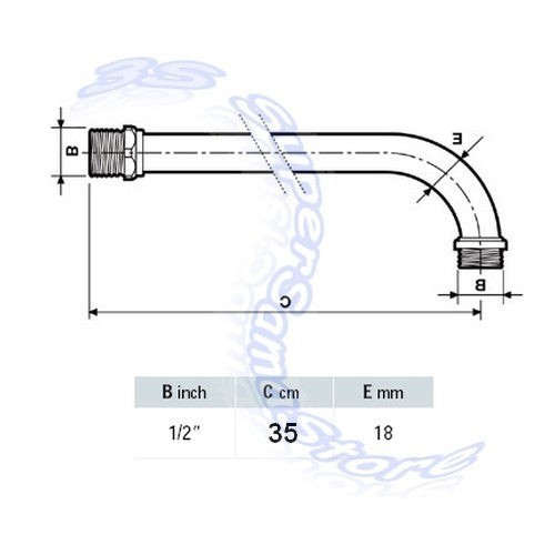 Bras de douche rond robuste PAFFONI ZSOF035CR 30 cm, modèle de luxe