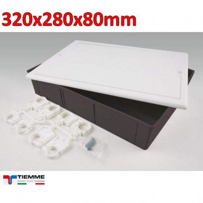 Universal flush-mounted manifold box 320 x 280 x 80 mm with lid and fixings