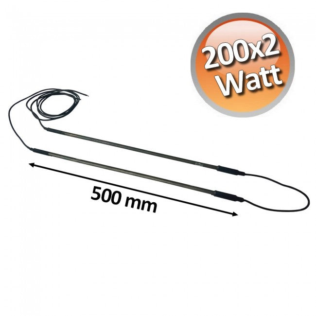 Résistance de dégivrage à double blindage 200 W x 2 x 500 mm pour évaporateurs 220 V