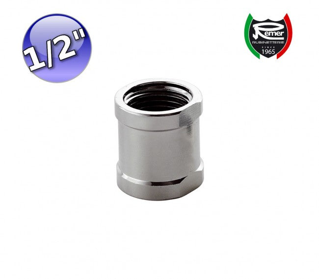 Manchon de raccord en laiton chromé FF - 1/2''