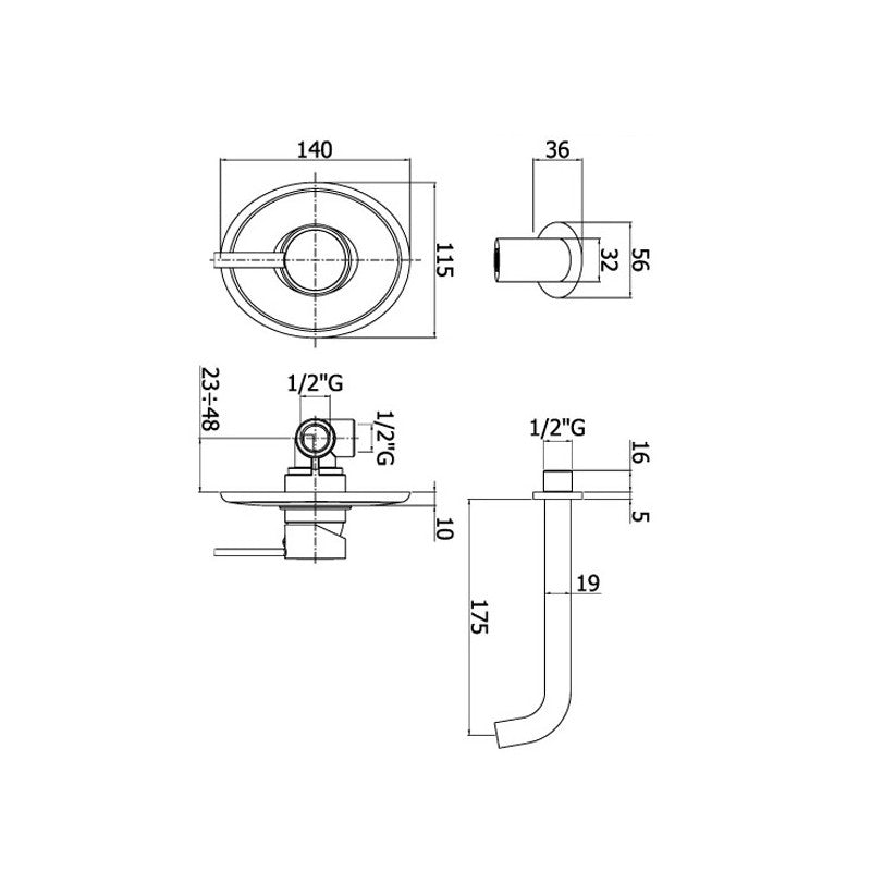 BERRY Paffoni BR006-CR Wall-Mounted Basin Mixer