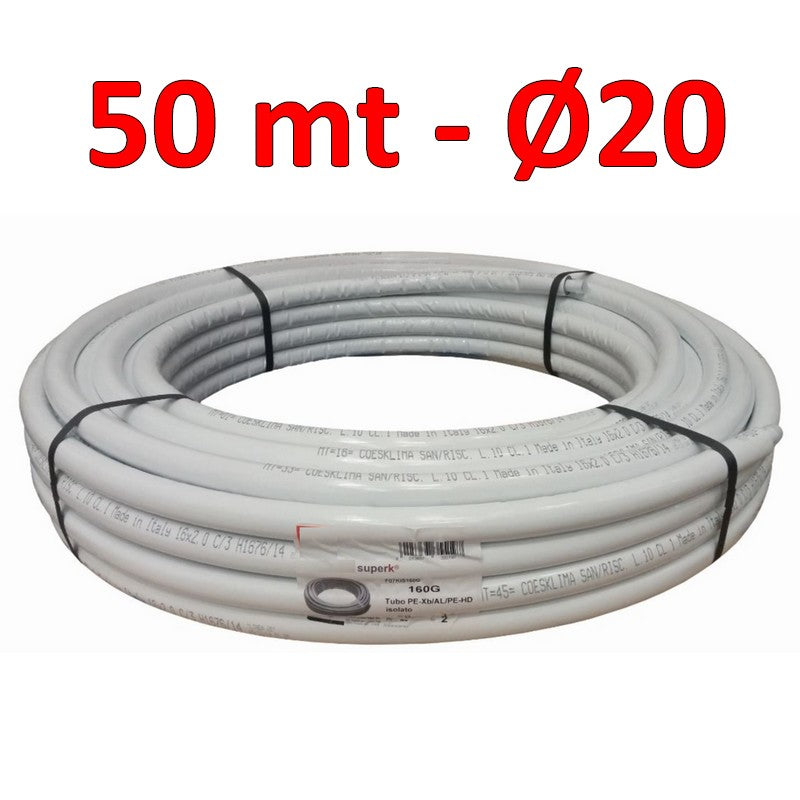 Tuyau multicouche isolé pour eau Ø 20 x 2 mm - rouleau de 50 m
