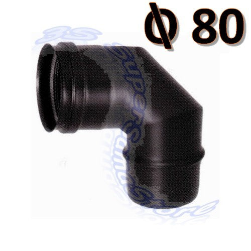 Coude à 90° en acier noir pour conduit de poêle à granulés Ø 80 mm