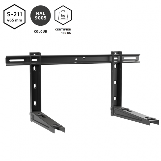 Support universel noir réglable à dégagement rapide pour horloge - Bras de 46,5 cm - Capacité de charge : 160 kg