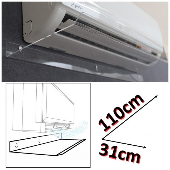 Déflecteur d'air transparent pour climatiseur split 110x31x5 (cm)