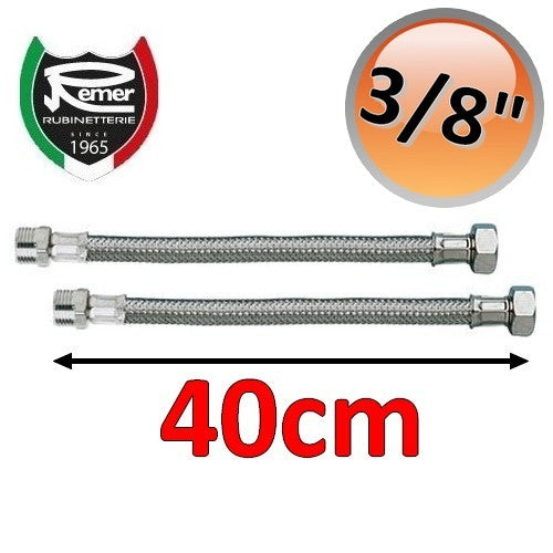 Pair of FLEXITALY 40cm water hoses - 3/8 male to female