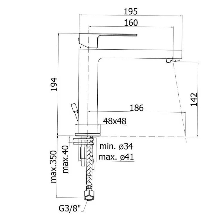 ELLE Paffoni EL081 Extended Basin Mixer without Pop-Up Waste