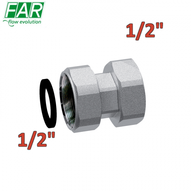 8321 - Raccord pivotant double en laiton, chrome mat, F-F 1/2'' x 1/2'' - FAR