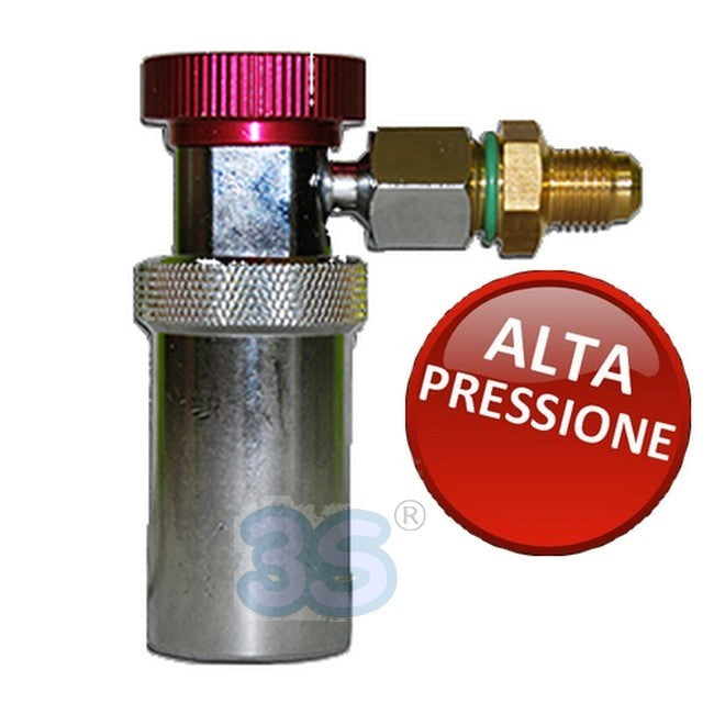 High-pressure 90° quick connector with R134A gas valve - BMW