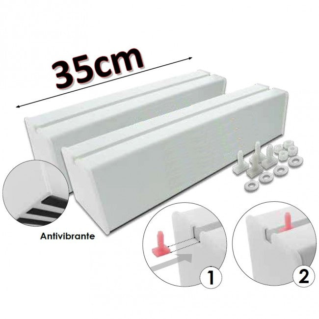 Paire de socles de 35 cm avec capuchons en PVC doublement extrudé pour unités de climatisation extérieures
