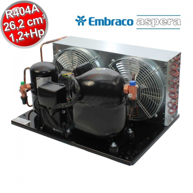Groupe de condensation à double vanne de ventilateur Embraco Aspera UNJ9232GK avec gaz R404A MHBP