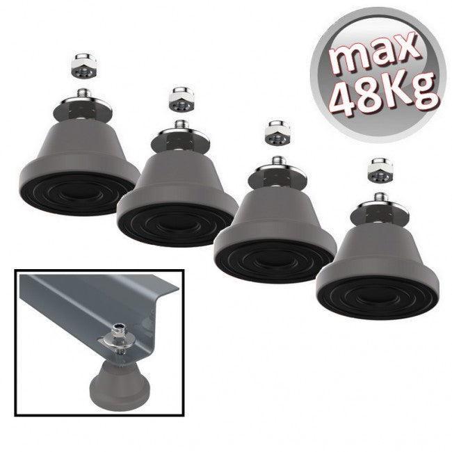 Support anti-vibrations au sol Megol, charge maximale 48 kg. Couleur grise - 4 pièces