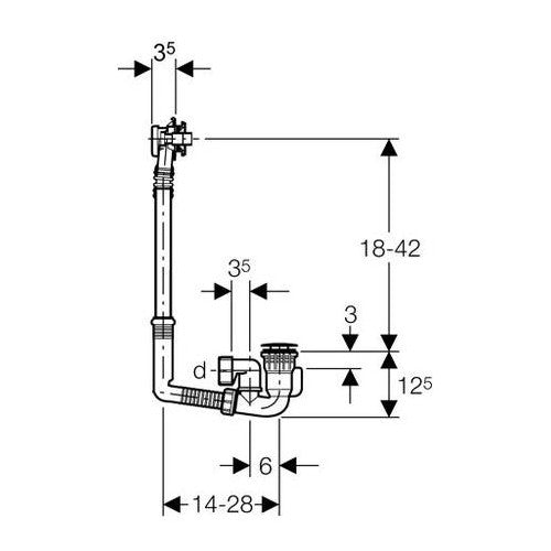 Siphon de baignoire chromé - Geberit 150.603.21.6