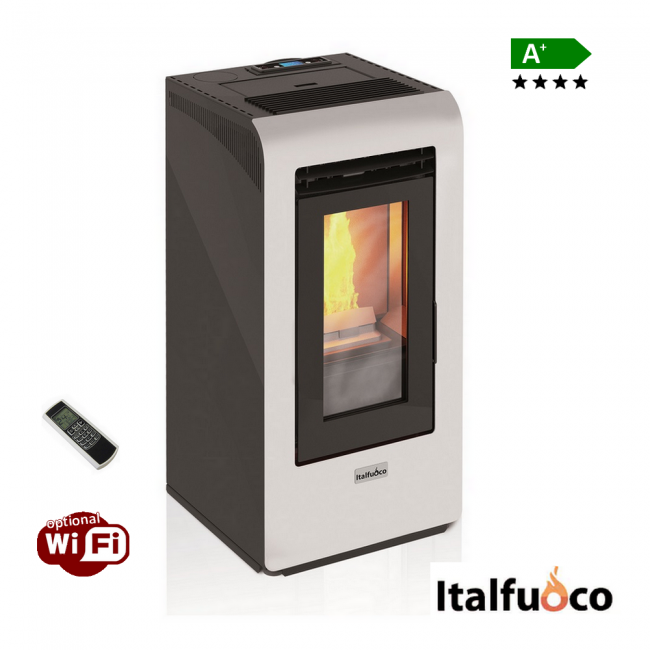 POÊLES À PELLETS Italfuoco Cayenne, 10 kW, 230 m³, blanc, avec télécommande - CY.10BC