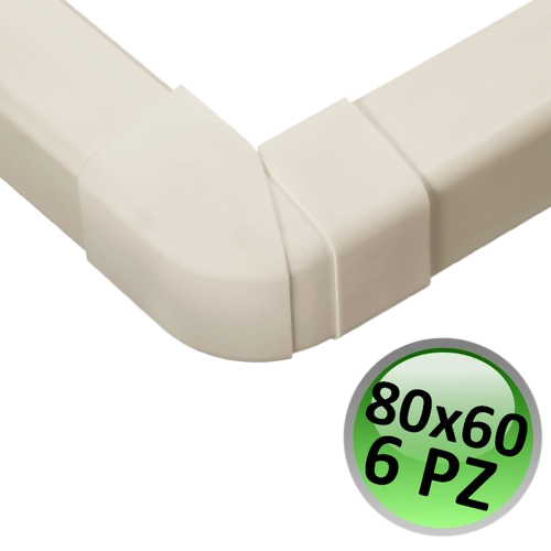 Raccord d'angle extérieur pour conduit réglable 80 x 60 mm - Lot de 6