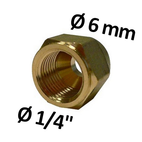 Embout à raccord réduit, trou de 6 mm, filetage femelle 1/4''