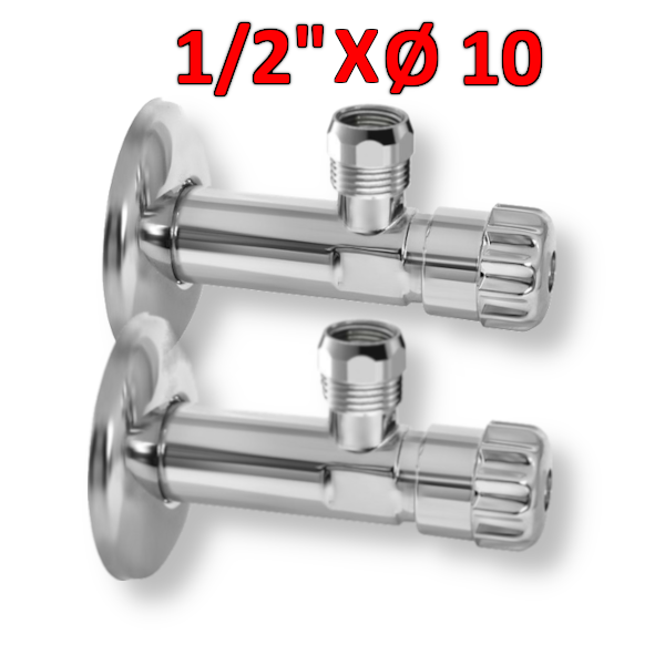 PAIRE - Robinet sous-évier chromé 1/2'' x 10 mm sans filtre