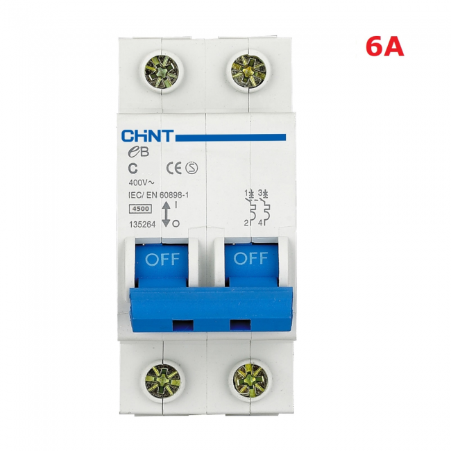 Disjoncteur 6 A eB C6 2P 4,5 kA