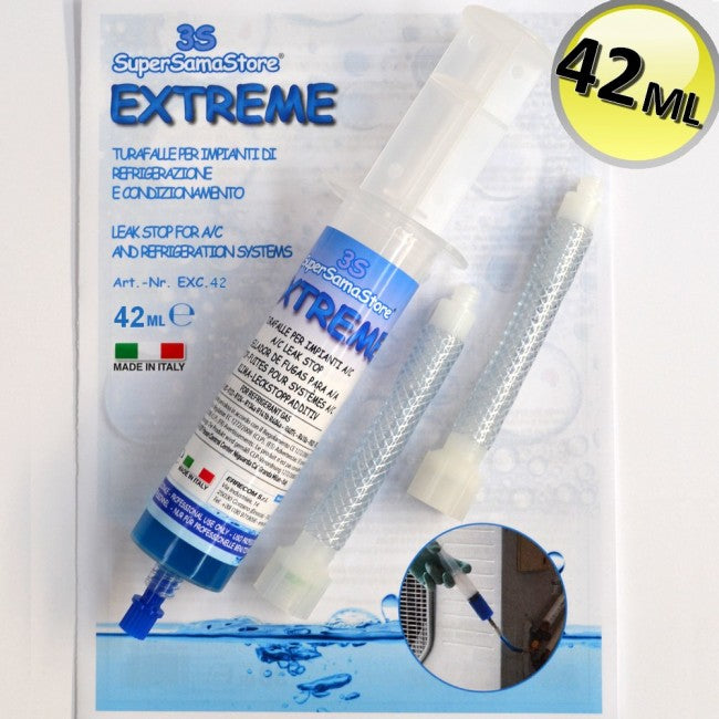Bouchon anti-fuite auto-obturant extrême - Cartouche seringue 42 ml + adaptateurs pour tubes en plastique