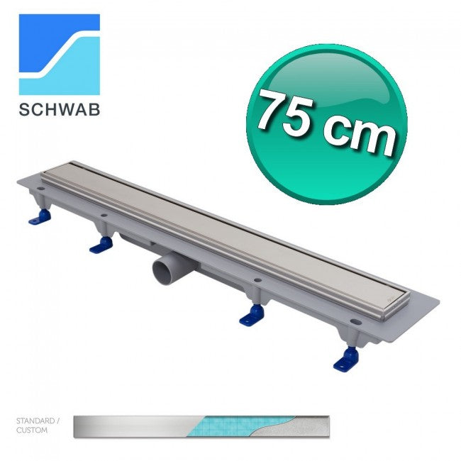 Kit de caniveau de douche affleurant au sol de 750 mm avec cadre en acier inoxydable