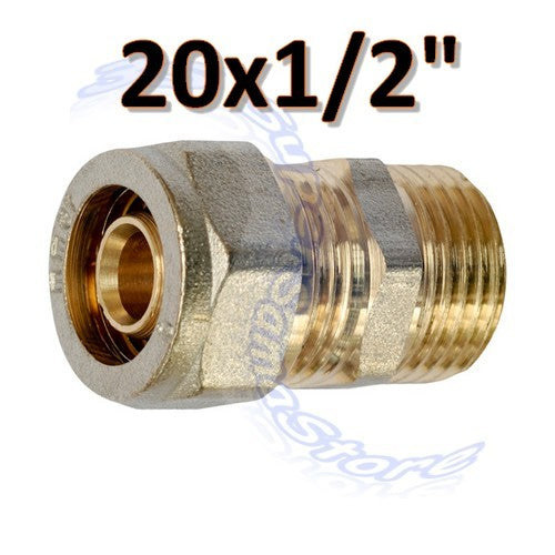 Raccord droit fileté mâle multicouche à visser - 20 x 1/2''